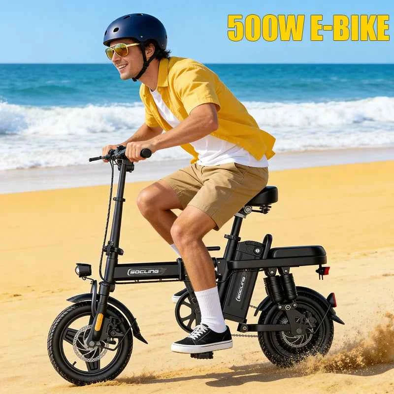 14" Folding Commuter eBike – 500W Motor, Removable Battery, Dual Disc Brake, Up to 19.9 MPH