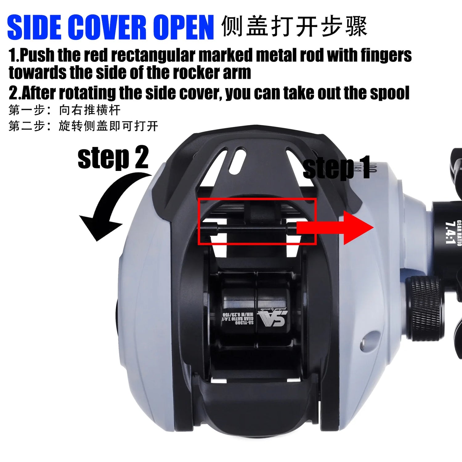 YL300 Baitcasting Fishing Reel – 6+1BB 7.4:1 Gear Ratio 10KG Drag Short-Shaft Spool for Snakehead, Lake &amp; Ocean Fishing