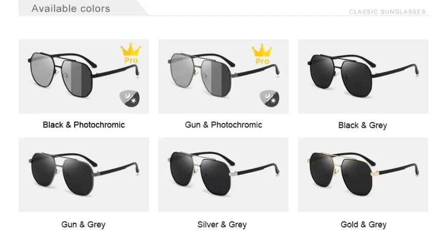 CLLOIO Classic Photochromic Sunglasses Men Women Polarized Driving Shades Sun Glasses Travel Anti-glare Chameleon Glasses