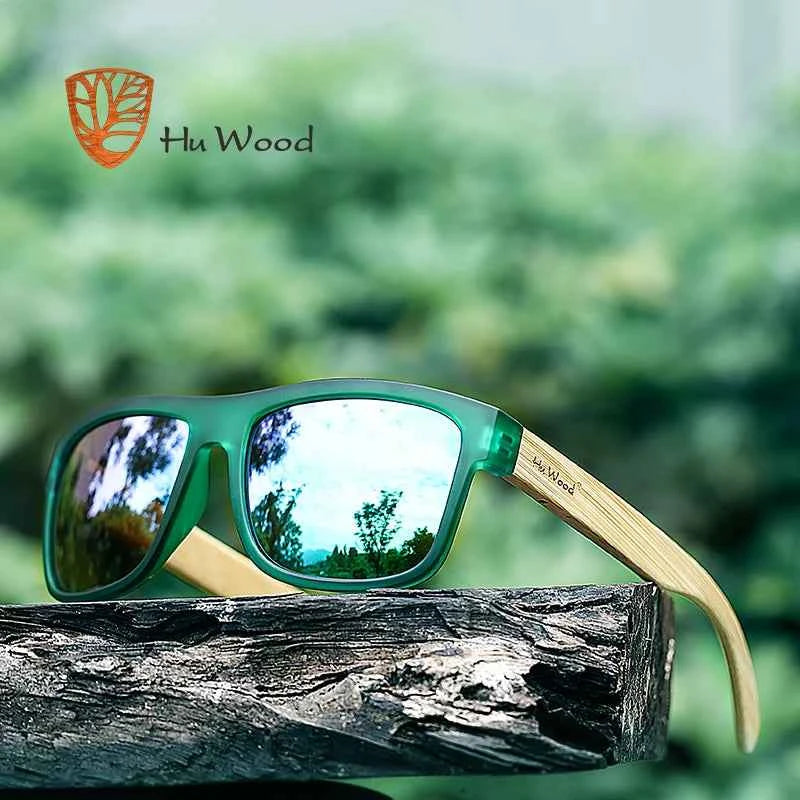 HU WOOD GR8010 Polarized Mirror Square Sunglasses – UV400, Unisex