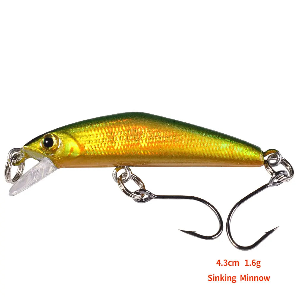 43mm 1.6g Micro Sinking Minnow Fishing Lure – Hard Bait for Bass, Trout, Salmon &amp; Panfish