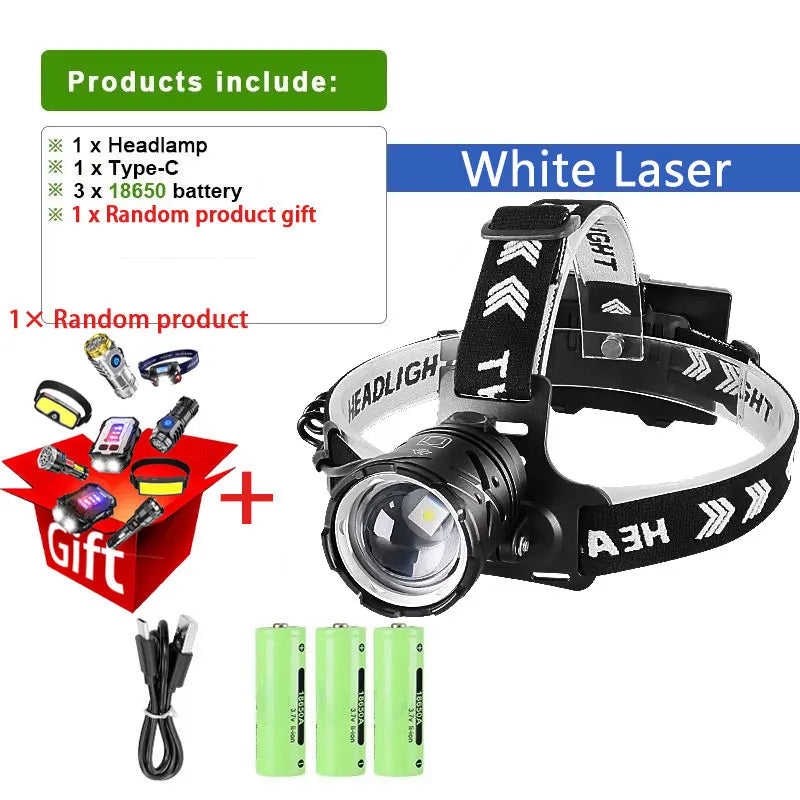 Super Powerful LED Headlamp – IR Sensor, USB-C Rechargeable, Long-Range Head Torch for Camping &amp; Fishing