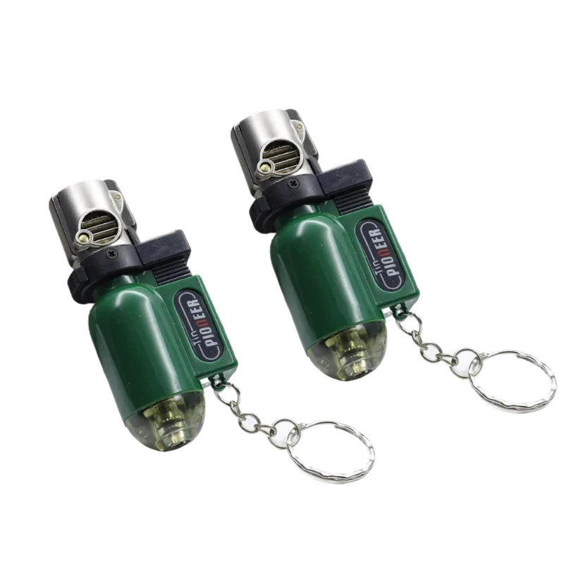 2PCS New Windproof Jet Torch Butane Lighter Portable BBQ Outdoor Ignition Survival Tool Keychain Cigarette Tool Lighters for Men
