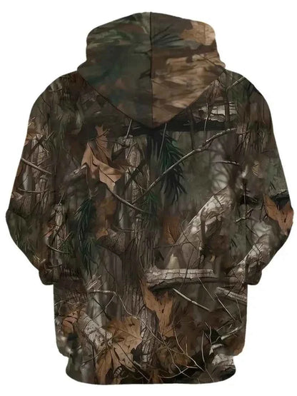 Unisex 3D Leaves Camo Hoodie – Oversized Harajuku Pullover
