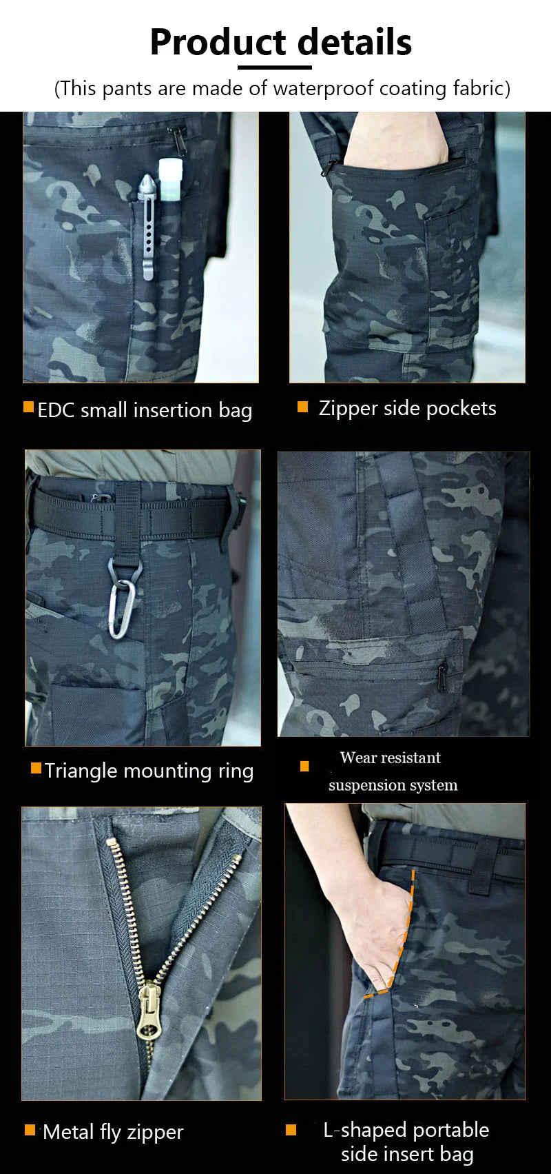 New Tactical Work Pants Men Outdoor Cargo Trousers Multi-pocket Waterproof Pant Autumn Spring Outdoor Workwear Hiking Trousers