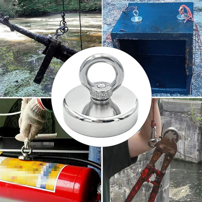 N52 Neodymium Fishing Magnet – Super Strong Rare Earth Magnet with Countersunk Hole &amp; Eyebolt for Magnet Fishing &amp; Salvage