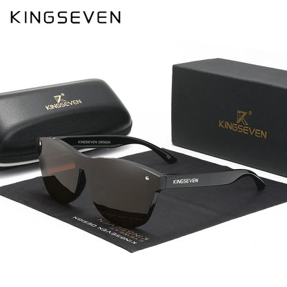 KINGSEVEN Oversized Rimless Polarized Sunglasses – UV400 Mirror Lens, Retro Style