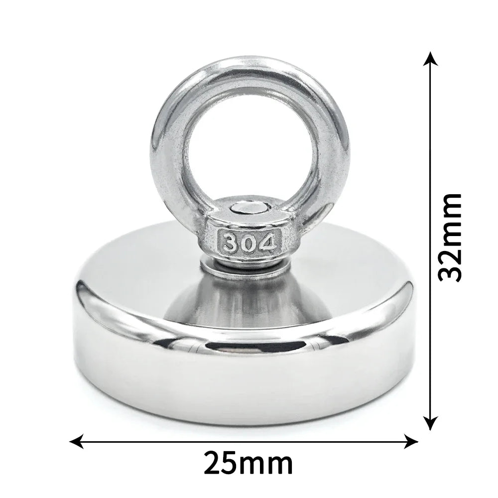 N52 Neodymium Fishing Magnet – Super Strong Rare Earth Magnet with Countersunk Hole &amp; Eyebolt for Magnet Fishing &amp; Salvage