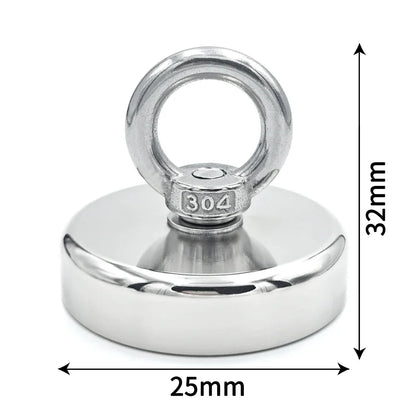 N52 Neodymium Fishing Magnet – Super Strong Rare Earth Magnet with Countersunk Hole &amp; Eyebolt for Magnet Fishing &amp; Salvage