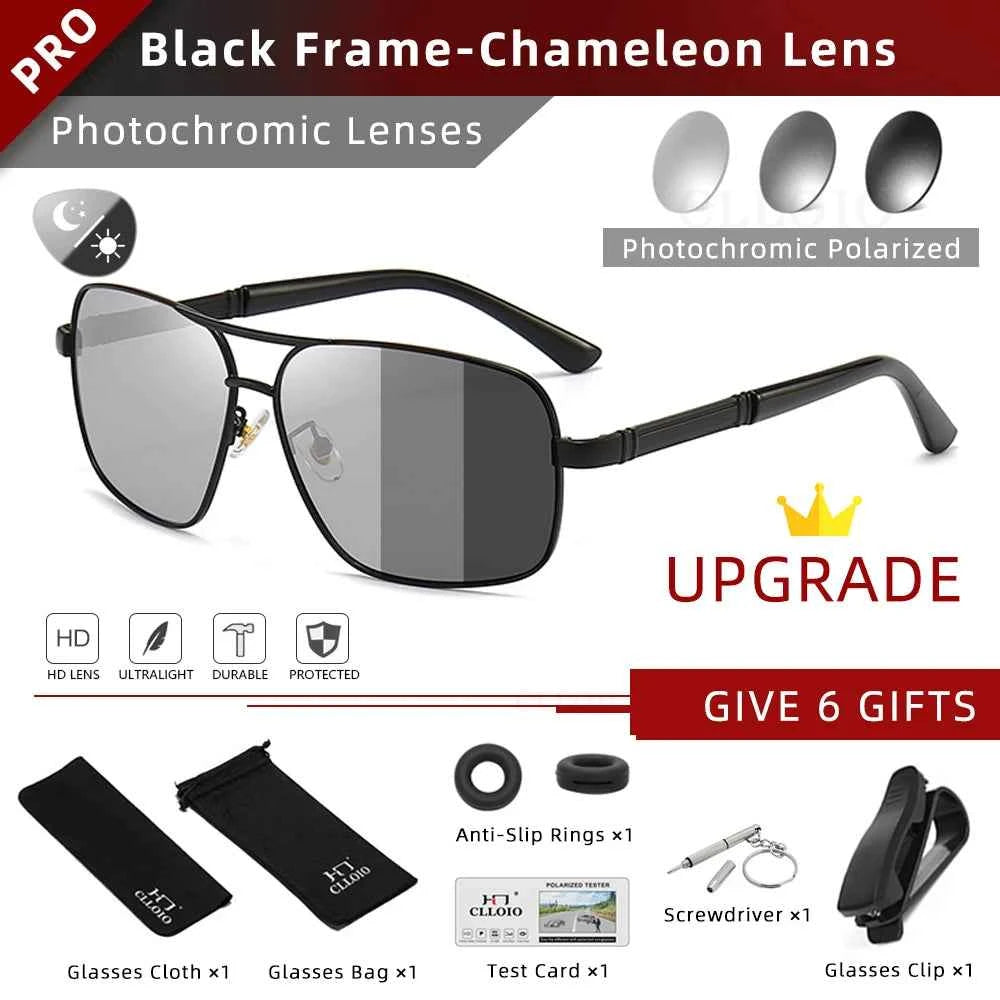 CLLOIO Classic Photochromic Sunglasses Men Women Polarized Driving Shades Sun Glasses Travel Anti-glare Chameleon Glasses
