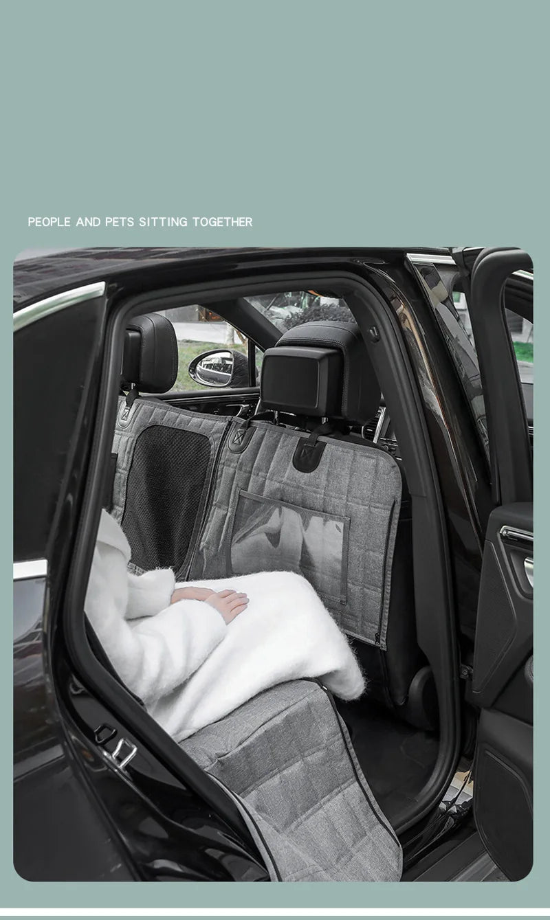 Waterproof Dog Car Seat Cover &amp; Hammock – Plaid Nylon | Breathable | Small, Medium &amp; Large Dogs | Gray &amp; Black