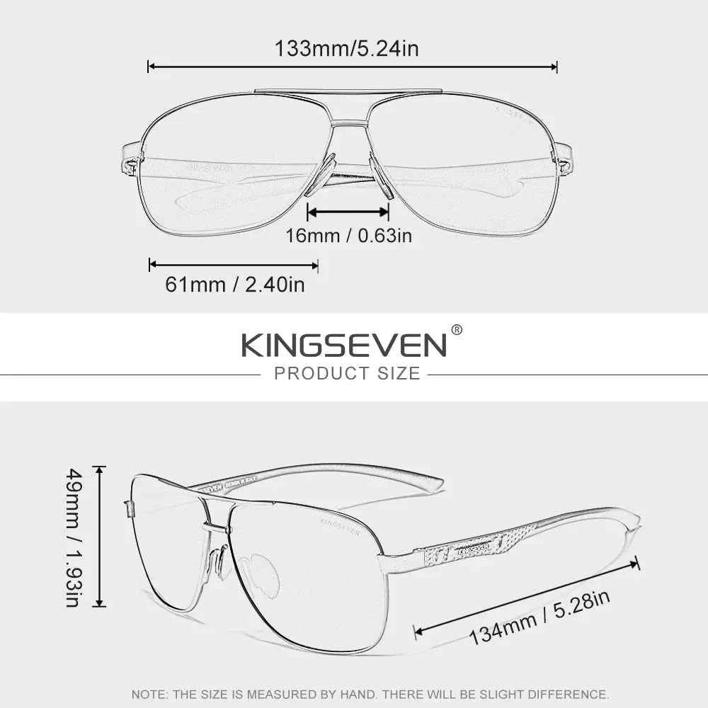 KINGSEVEN 7188 Polarized Square Sunglasses – Aluminium-Magnesium Frame, UV400, Unisex