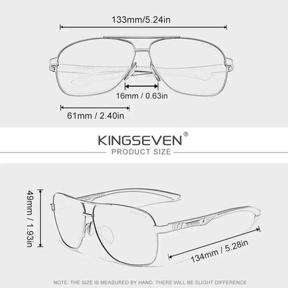 KINGSEVEN 7188 Polarized Square Sunglasses – Aluminium-Magnesium Frame, UV400, Unisex