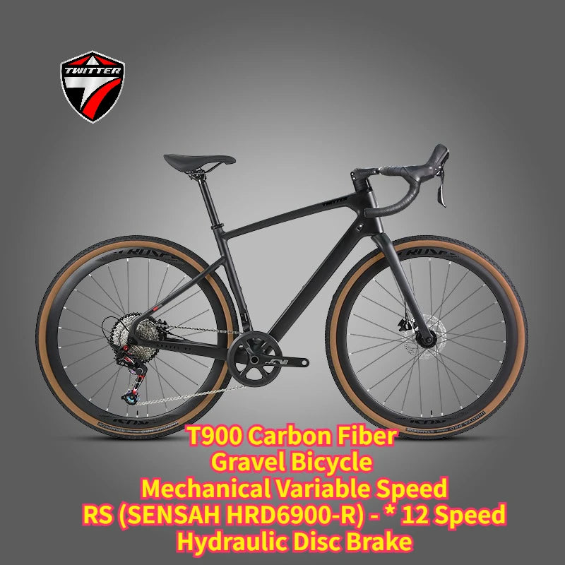 TWITTER Gravel Bike V1 – Wireless Electronic Groupset, Carbon Fiber Frame, Hydraulic Disc Brake