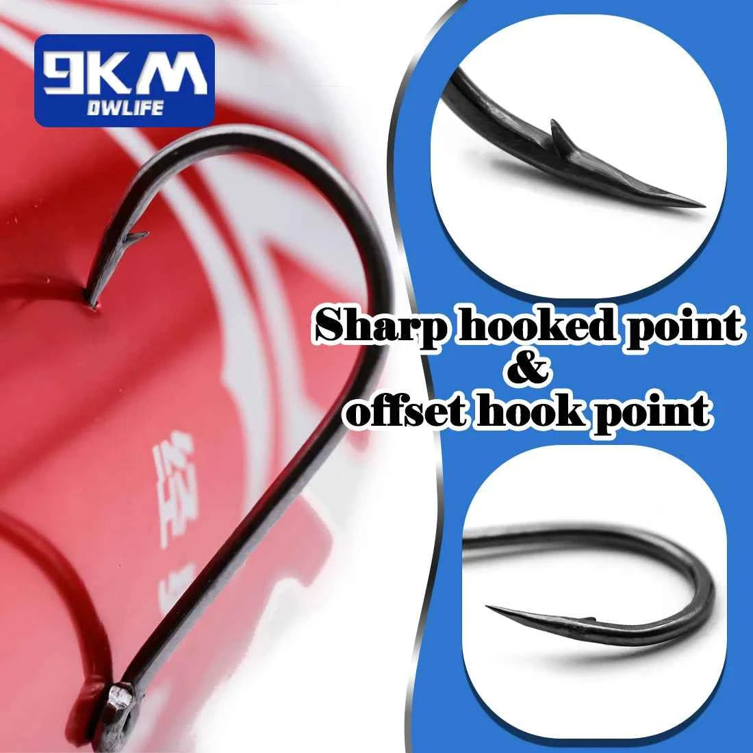 High Carbon Steel Circle Hooks – Barbed | Reversed Point | 17 Sizes | 50 &amp; 100 Pack | Freshwater &amp; Saltwater