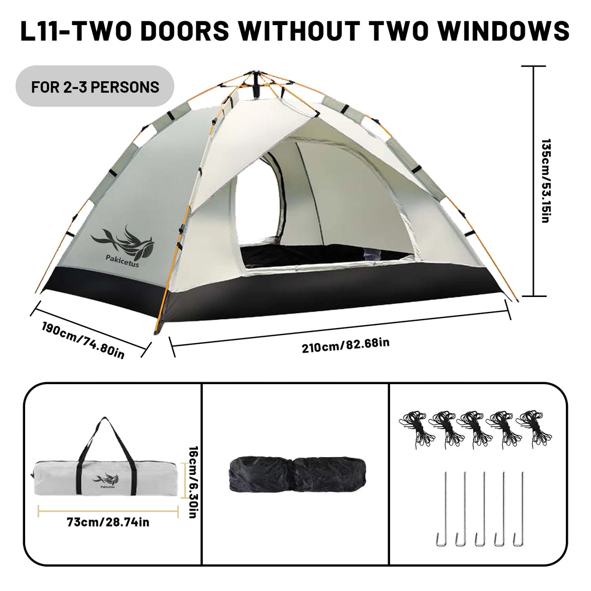 Pakicetus Pop-Up Tent – Instant Setup | Waterproof | Tarp-to-Shelter | Camping, Beach &amp; Fishing | Gold &amp; Gray