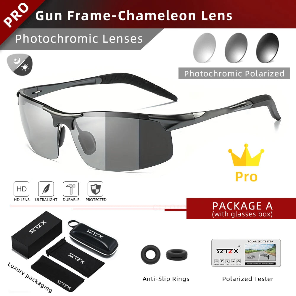SZTZX Rimless Photochromic Sport Sunglasses – Polarized UV400 Cycling &amp; Driving Goggle