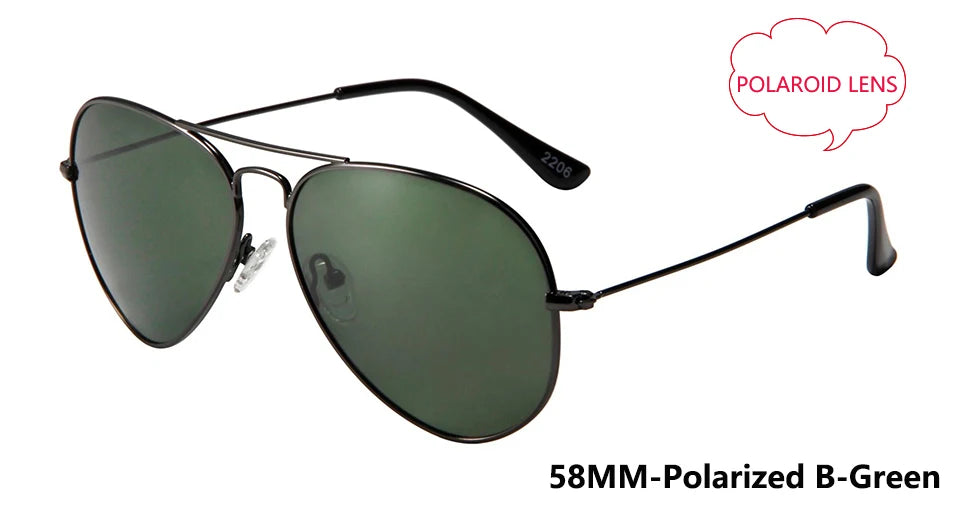 Pilot Mirror Sunglasses UV400 – Tempered Glass &amp; TAC Polarized Lens, 55mm &amp; 58mm