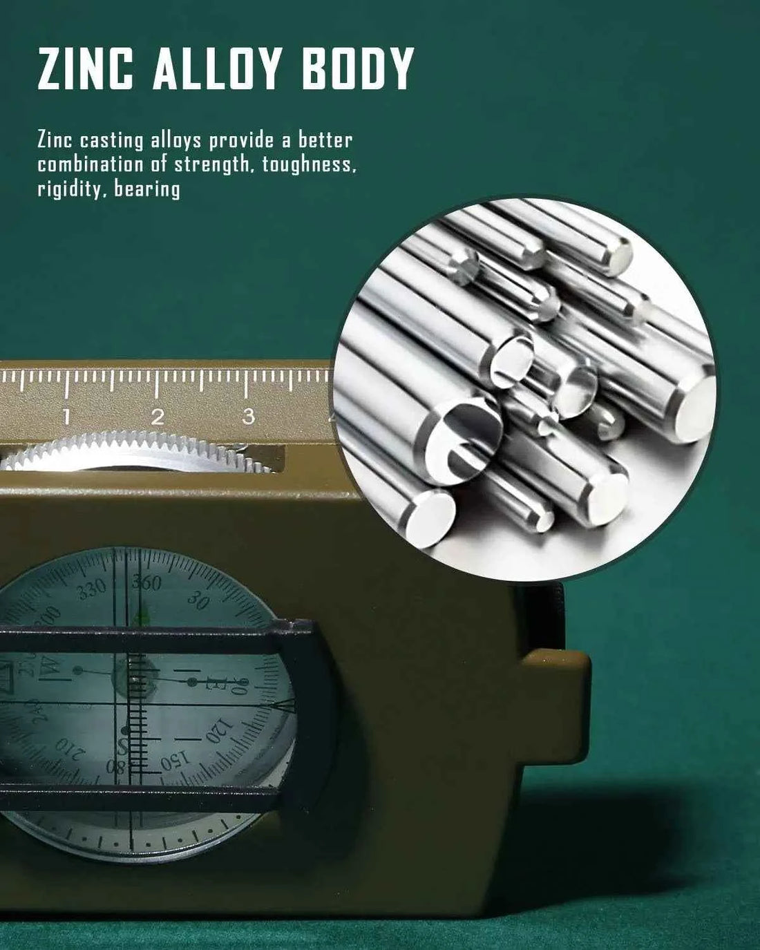 Metal Tactical Sighting Compass – Luminous, Waterproof &amp; Shockproof for Hiking, Hunting &amp; Survival
