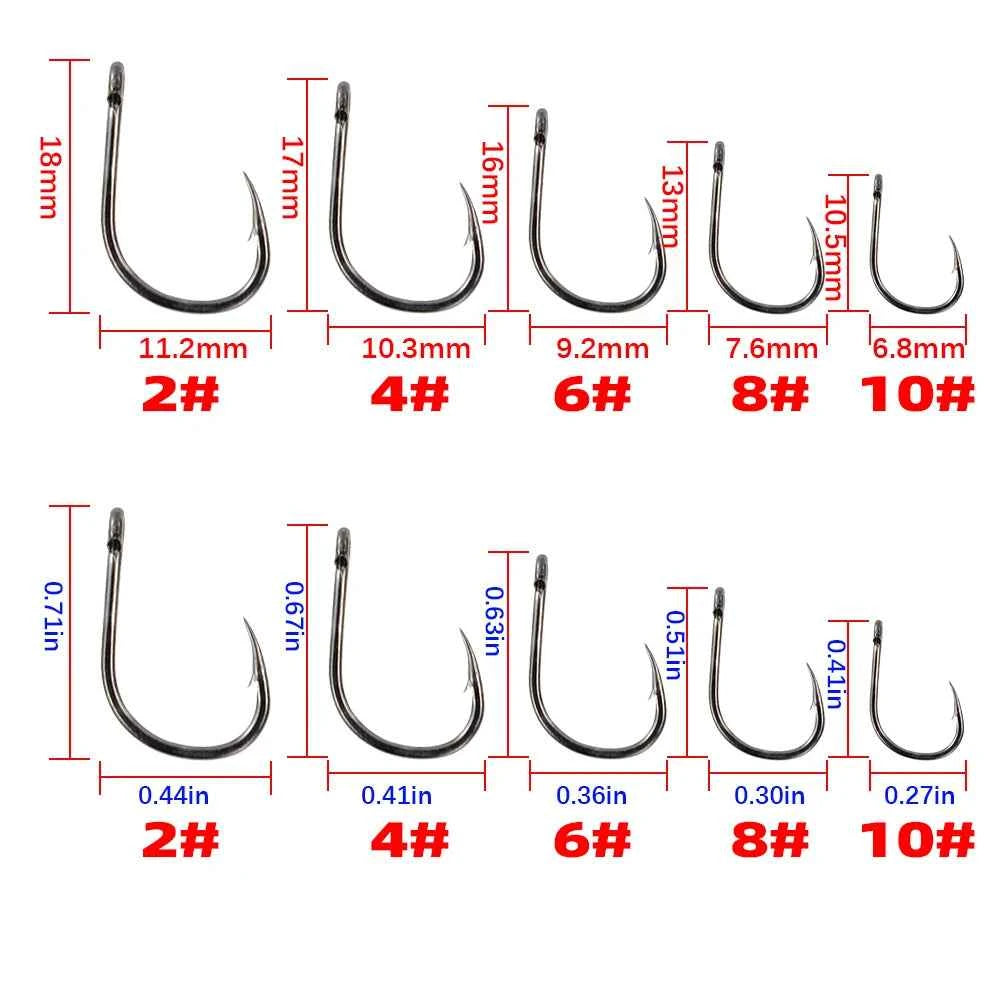 Hirisi X505 PTFE-Coated High Carbon Steel Barbed Carp Hooks – Long Shank, Sizes 
