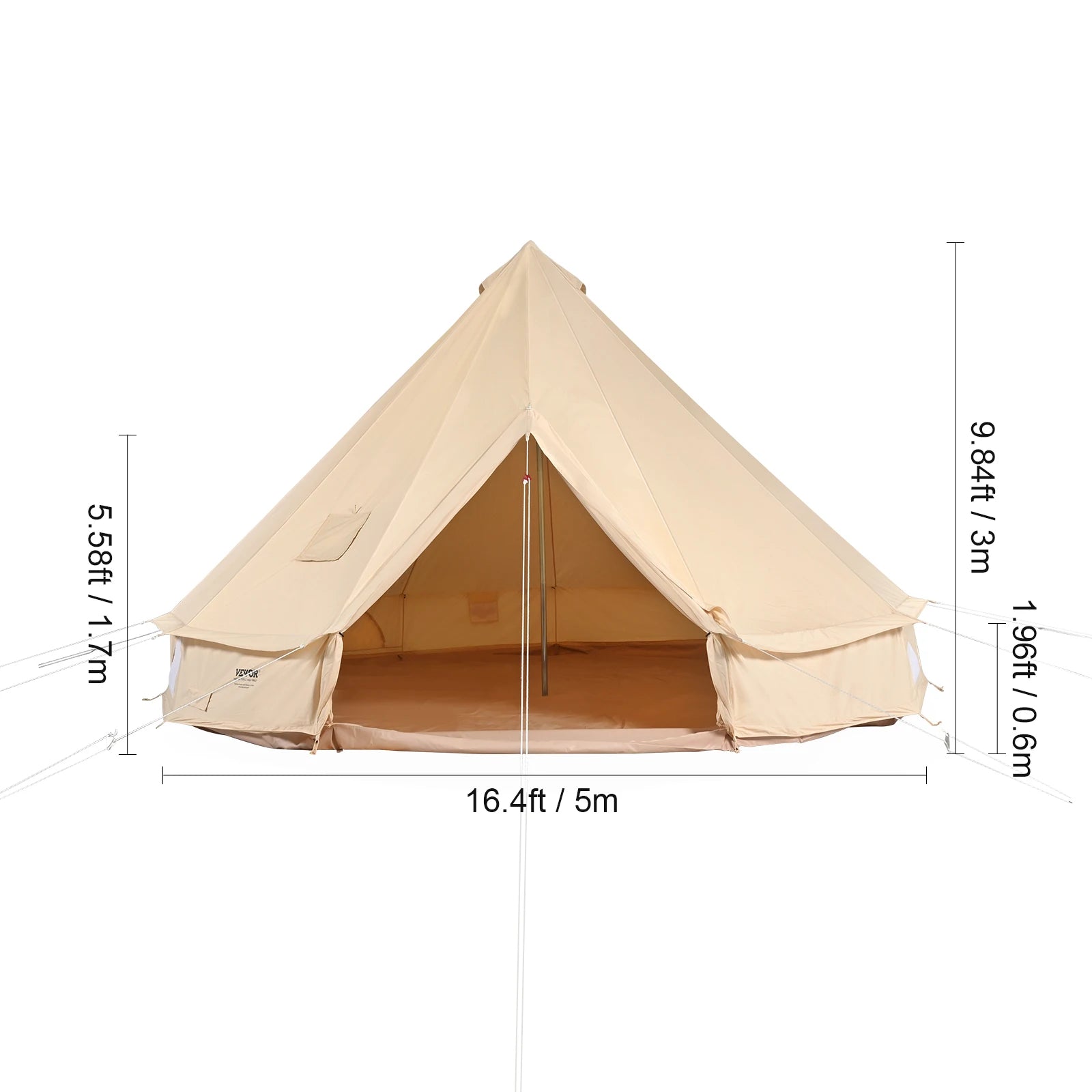 SucceBuy Canvas Bell Tent – 4-Season TC Cotton | Stove Jack | 3m to 7m | Up to 8 People