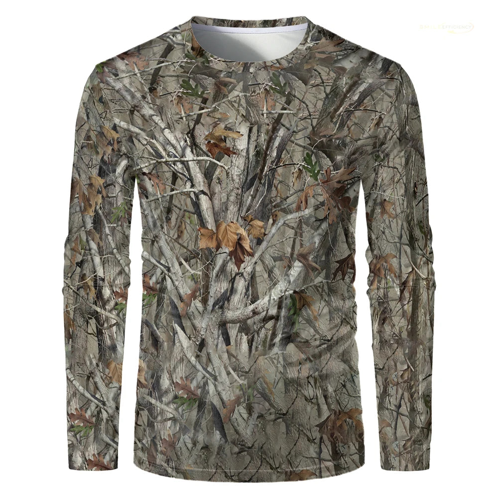 Camouflage Hunting Long Sleeve Men T-shirt Outdoor Sports Tactical Training Clothes Tee Hiking Fishing Camping Quick Drying Tops