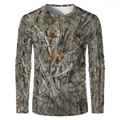 Camouflage Hunting Long Sleeve Men T-shirt Outdoor Sports Tactical Training Clothes Tee Hiking Fishing Camping Quick Drying Tops