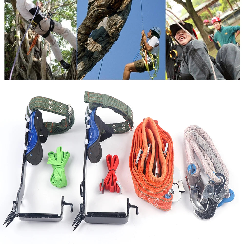 Tree Climbing Gear, Steel Pole Climbing Spikes, Safety Belt &amp; Rope, Climbing Tree Shoes, 100kg Load Capacity, Durable Tool