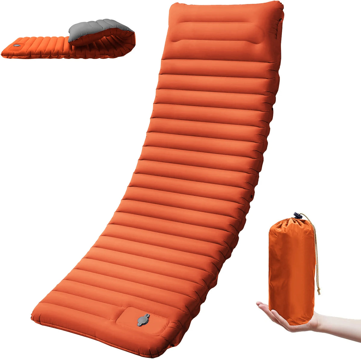 4-Inch Self-Inflating Camping Sleeping Pad – Extra Thick TPU Nylon Mat, Spliceable, for Hiking &amp; Outdoor Use