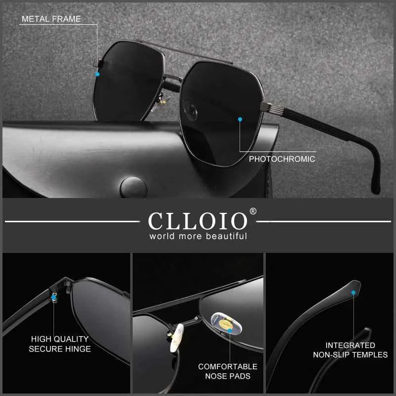 CLLOIO Classic Photochromic Sunglasses Men Women Polarized Driving Shades Sun Glasses Travel Anti-glare Chameleon Glasses