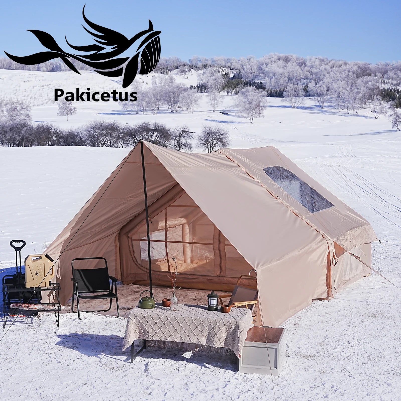 PAKICETUS Inflatable Camping Tent – 4 to 8 Person, Waterproof, 4-Season with Windows