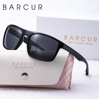BARCUR TR-90 Polarized Rectangle Sunglasses – UV400, Outdoor Sport, Men &amp; Women
