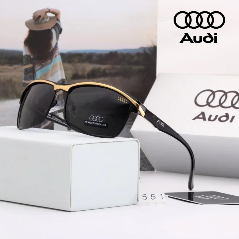 Audi Polarized Sunglasses – Unisex UV400 Anti-Glare Square Alloy Frame Sport &amp; Driving Shades