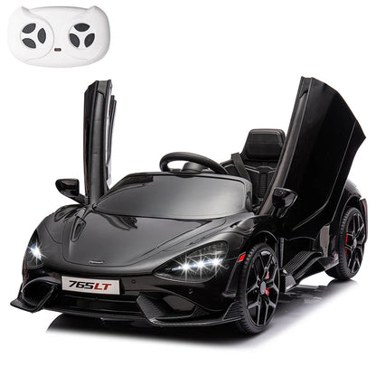 12V Licensed McLaren 765LT Kids Ride On Toy,Electric Vehicle for Toddler Age 3+,Battery Powered Ride On Car with Hydraulic Doors
