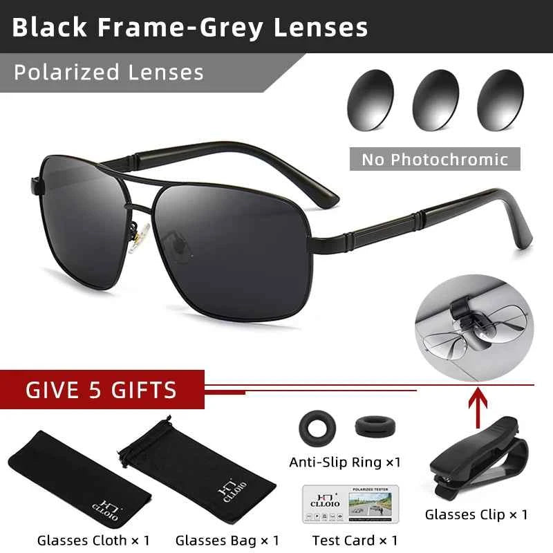CLLOIO Classic Photochromic Sunglasses Men Women Polarized Driving Shades Sun Glasses Travel Anti-glare Chameleon Glasses