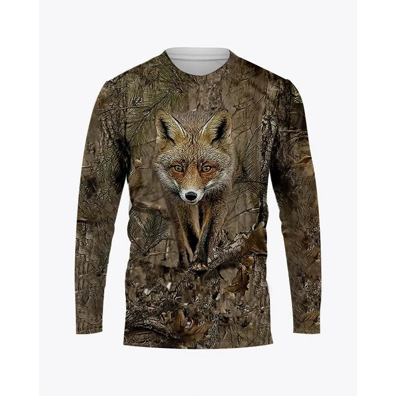 Camo &amp; Wildlife Graphic Long-Sleeve T-Shirt – Unisex Oversized Pullover Tee