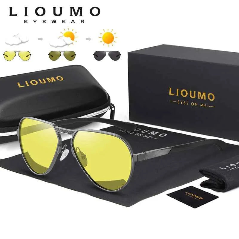 LIOUMO Photochromic Night Vision Driving Sunglasses – Polarized UV400 for Men &amp; Women