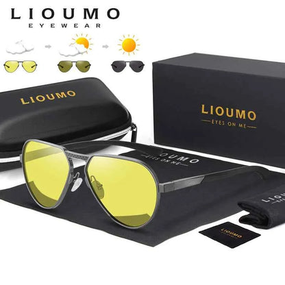 LIOUMO Photochromic Night Vision Driving Sunglasses – Polarized UV400 for Men &amp; Women