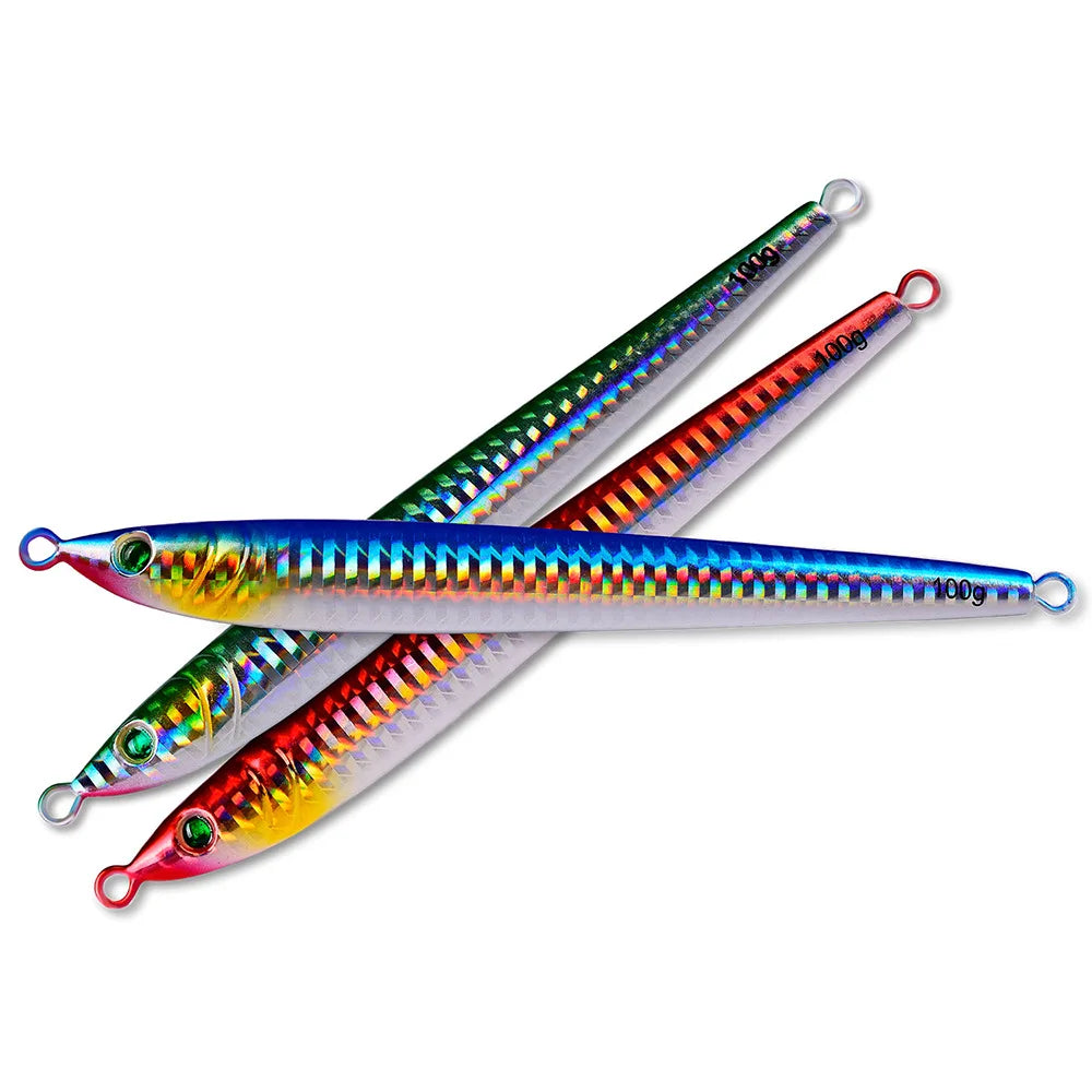 5-Piece Deep Sea Metal Jig Set – Fast-Sinking Slow Jig Spoon Lures | 60g, 80g &amp; 100g | Ocean &amp; Freshwater