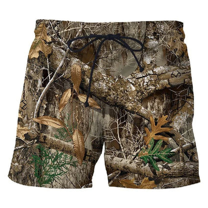3D Camo Leaf Print Athletic Shorts – Quick-Dry Breathable Loose Fit | Unisex | S–6XL | Outdoor &amp; Fitness