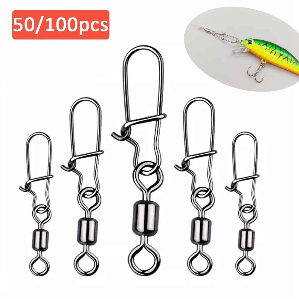 Stainless Steel Rolling Swivel Connectors – 50 or 100 Pack | 15 Sizes | 6–50kg Tension