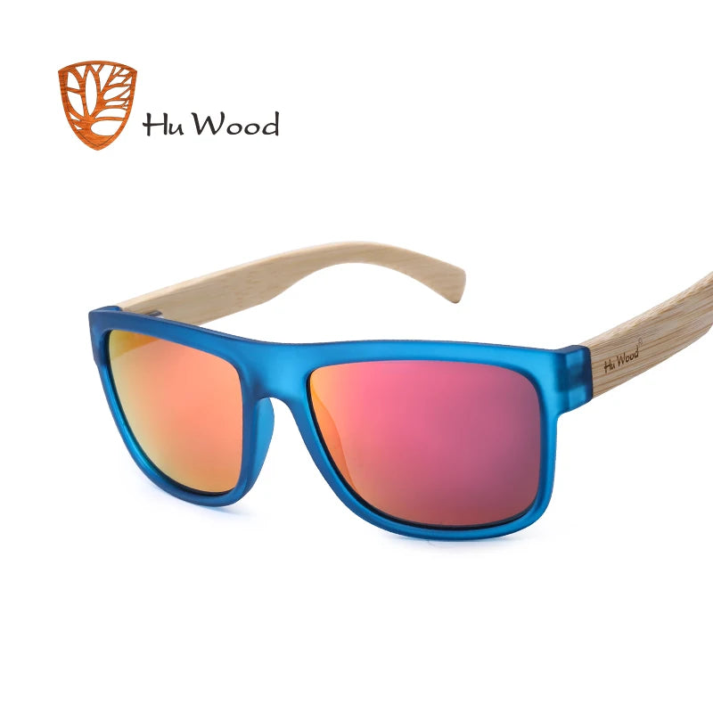 HU WOOD GR8010 Polarized Mirror Square Sunglasses – UV400, Unisex