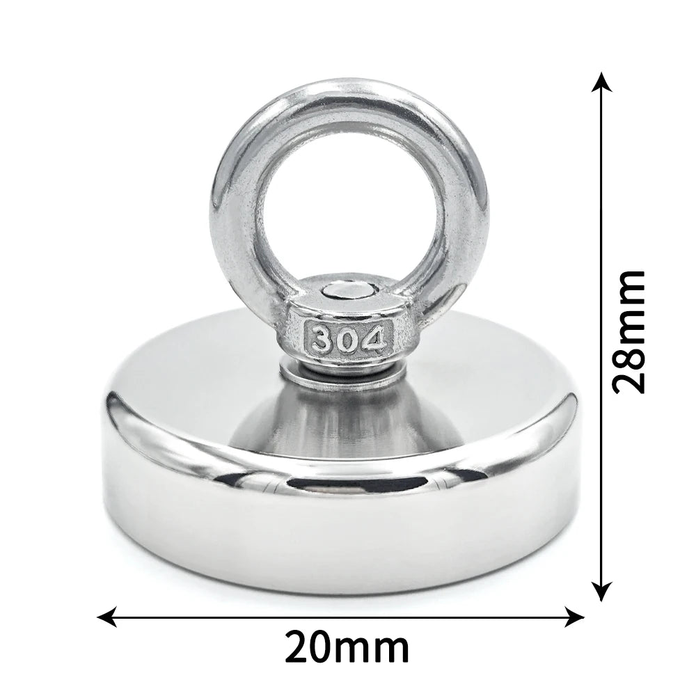 N52 Neodymium Fishing Magnet – Super Strong Rare Earth Magnet with Countersunk Hole &amp; Eyebolt for Magnet Fishing &amp; Salvage