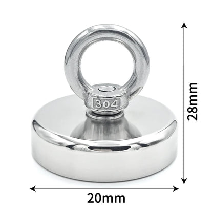 N52 Neodymium Fishing Magnet – Super Strong Rare Earth Magnet with Countersunk Hole &amp; Eyebolt for Magnet Fishing &amp; Salvage