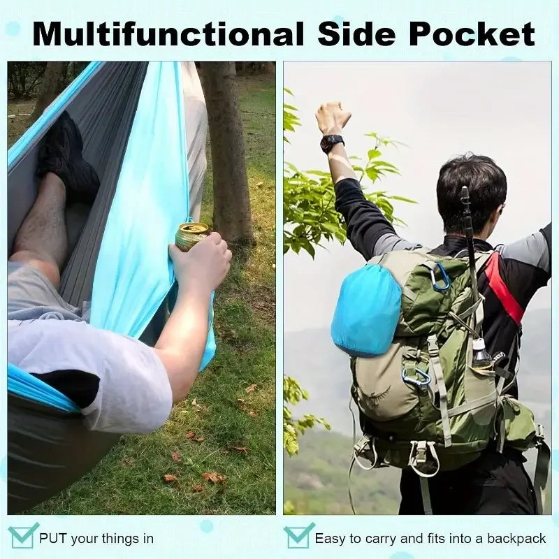 Camping Hammock with Tree Straps – Lightweight Nylon Hammock for Outdoor &amp; Indoor Use