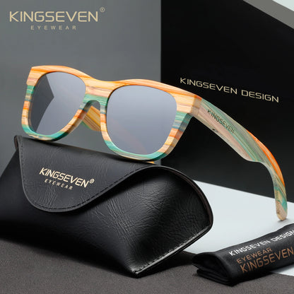KINGSEVEN G5915 Walnut Wood Sunglasses – Polarized, Anti-Reflective, UV400, Unisex
