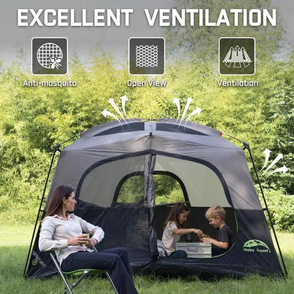 6-Person Waterproof Camping Tent – 3-Min Setup, Removable Rainfly, Cabin Style