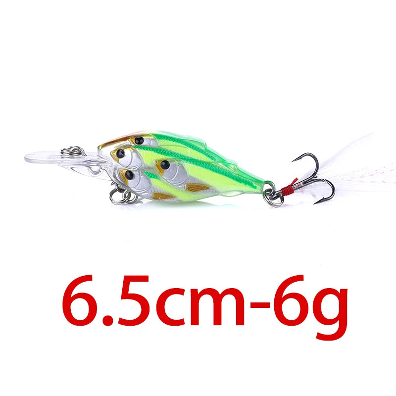 75mm 9g Floating Crankbait Fishing Lure – Swimbait Wobbler with Rattle &amp; 3D Eyes