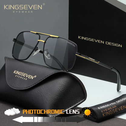 KINGSEVEN 7891 Polarized Sunglasses – Stainless Steel, Photochromic, UV400, Unisex