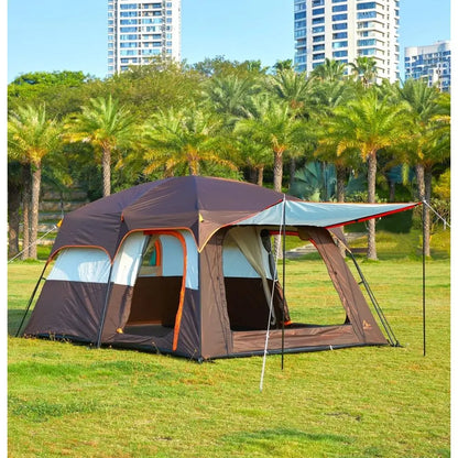 Spacious 6-14 Person Family Cabin Tent with 3 Doors &amp; 3 Mesh Windows for Waterproof Outdoor Adventures